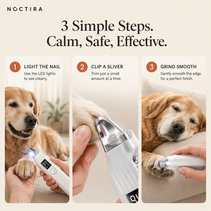 Noctira 2-in-1 Dog & Cat Nail Clipper + Grinder — Quick-Sensor Trimmer for Senior & Anxious Pets