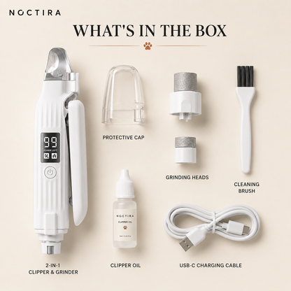 Noctira 2-in-1 Dog & Cat Nail Clipper + Grinder — Quick-Sensor Trimmer for Senior & Anxious Pets